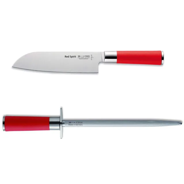 f-dick-red-spirit-breites-santokumesser-18-cm-set-mit-rundem-standardzug-wetzsta image 1