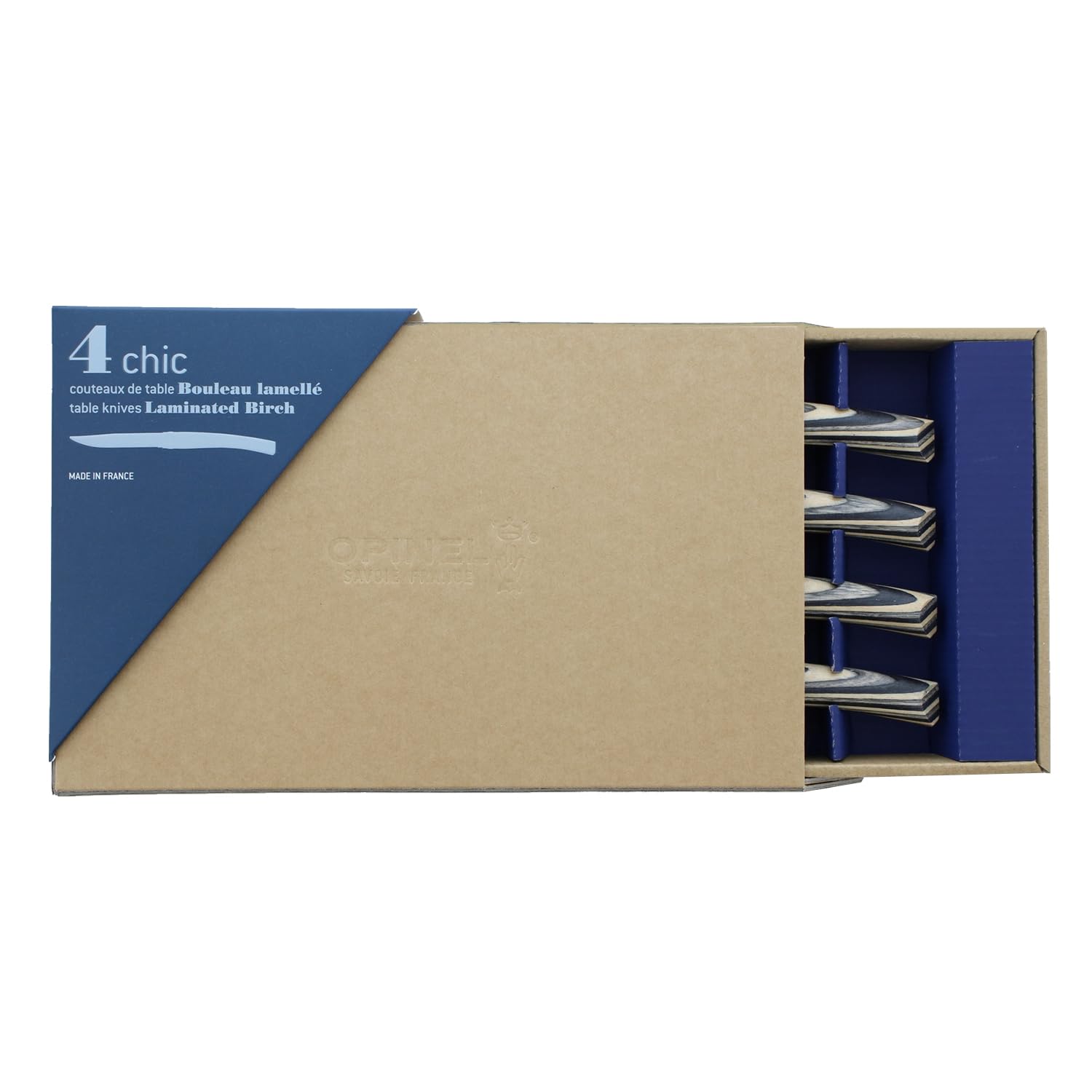 opinel-table-chic-tafelmesser-set-4-teilig-yatagan-klinge-10-cm-laminierte-birke image 2