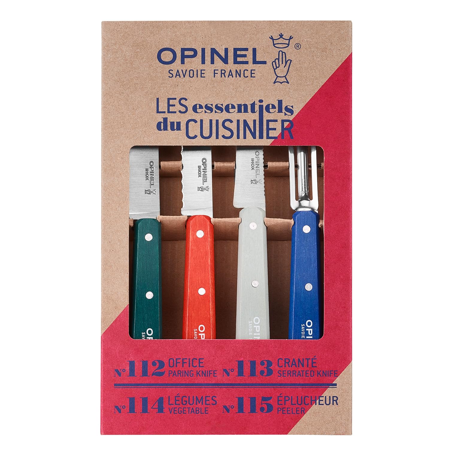 opinel-essentiels-k-chenmesser-set-du-cuisinier-4-teilig-edelstahl-buche image 2
