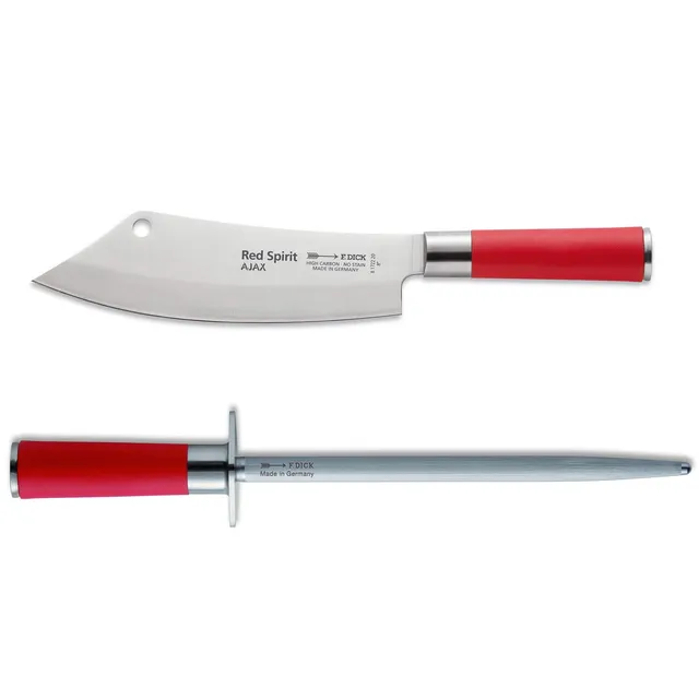 f-dick-red-spirit-kochmesser-ajax-20-cm-set-mit-rundem-standardzug-wetzstahl-25- image 1
