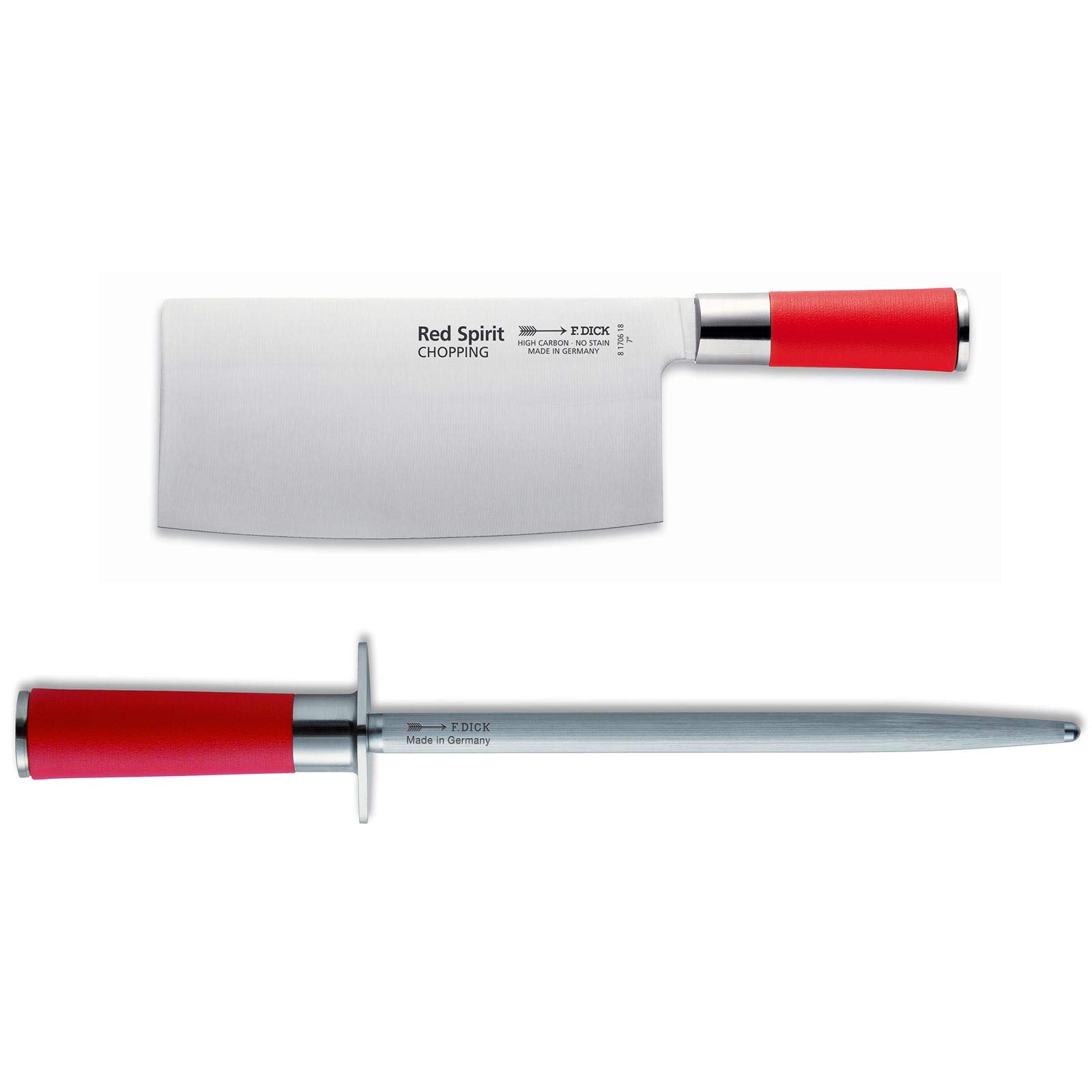 f-dick-red-spirit-kochmesser-chopping-18-cm-set-mit-rundem-standardzug-wetzstahl image 1