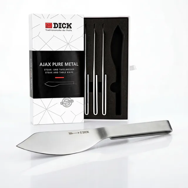 f-dick-pure-metal-ajax-steakmesser-set-4-teilig-grau-22-cm-breites-klingenblatt image 1