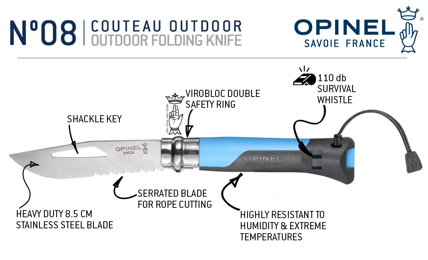 opinel-n-08-outdoor-taschenmesser-sandvik-12c27-teils-ge-pfeife image 2