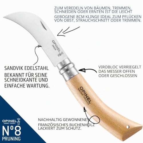 opinel-pfropfmesser-blister-gebogene-carbonklinge-8-cm-buchenholzgriff-virobloc image 7