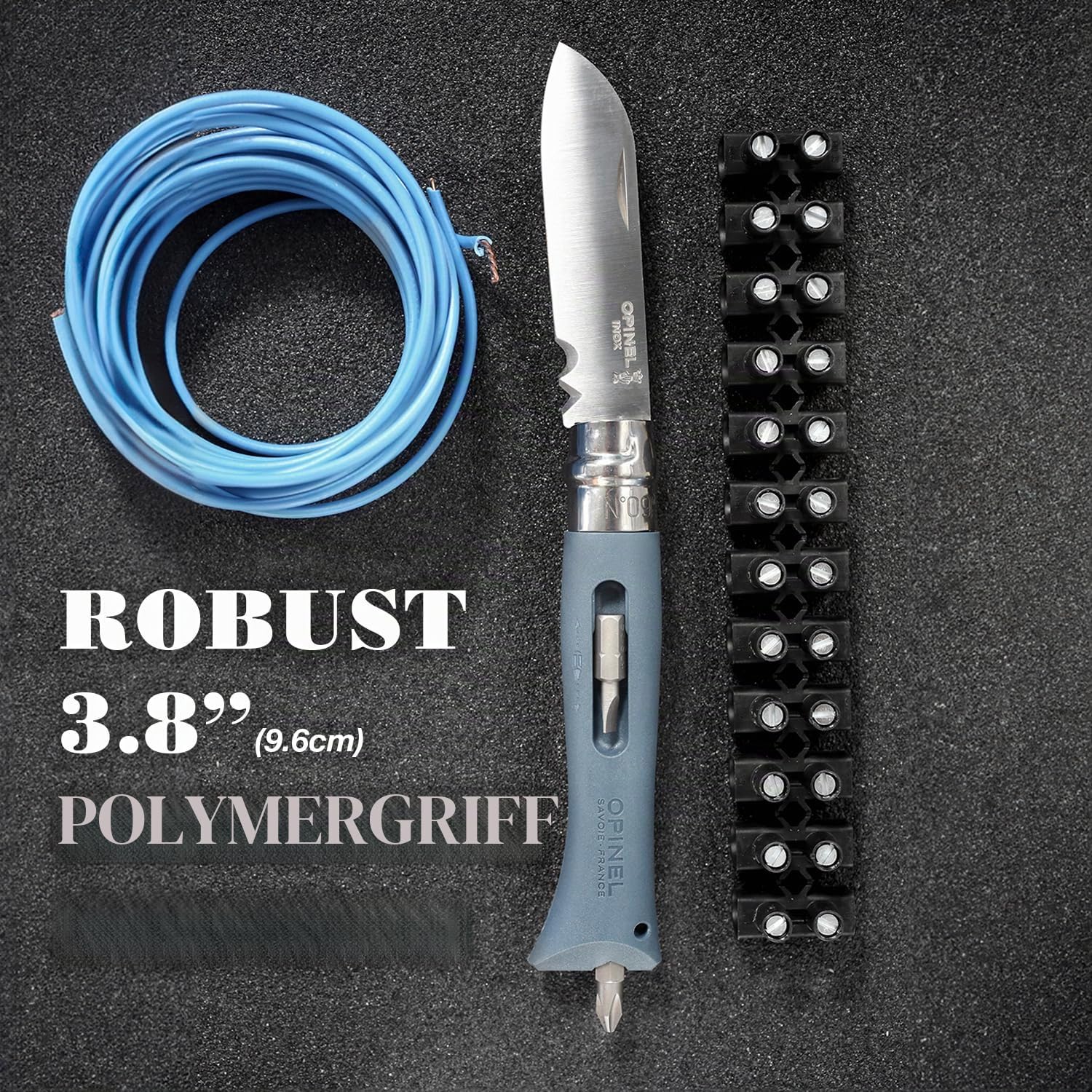 opinel-no-09-diy-taschenmesser-sandvik-12c27-mit-abisolierer-und-2-bits image 8