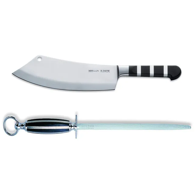 f-dick-1905-ajax-kochmesser-22-cm-breit-set-inkl-rundem-standard-wetzstahl-25-cm image 1