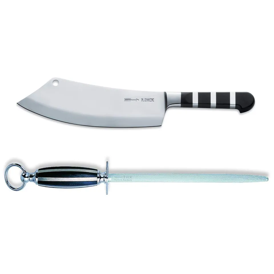 f-dick-1905-ajax-kochmesser-22-cm-breit-set-inkl-rundem-standard-wetzstahl-25-cm image 1