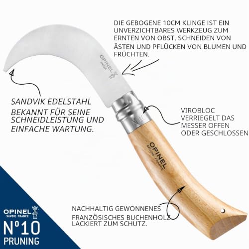 opinel-hippe-nr-10-g-rtnermesser-klapp-hippe-mit-sandvik-edelstahlklinge-buchenh image 8