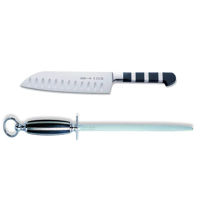 f-dick-1905-santokumesser-18-cm-kullenschliff-set-mit-rundem-standard-wetzstahl- image 1