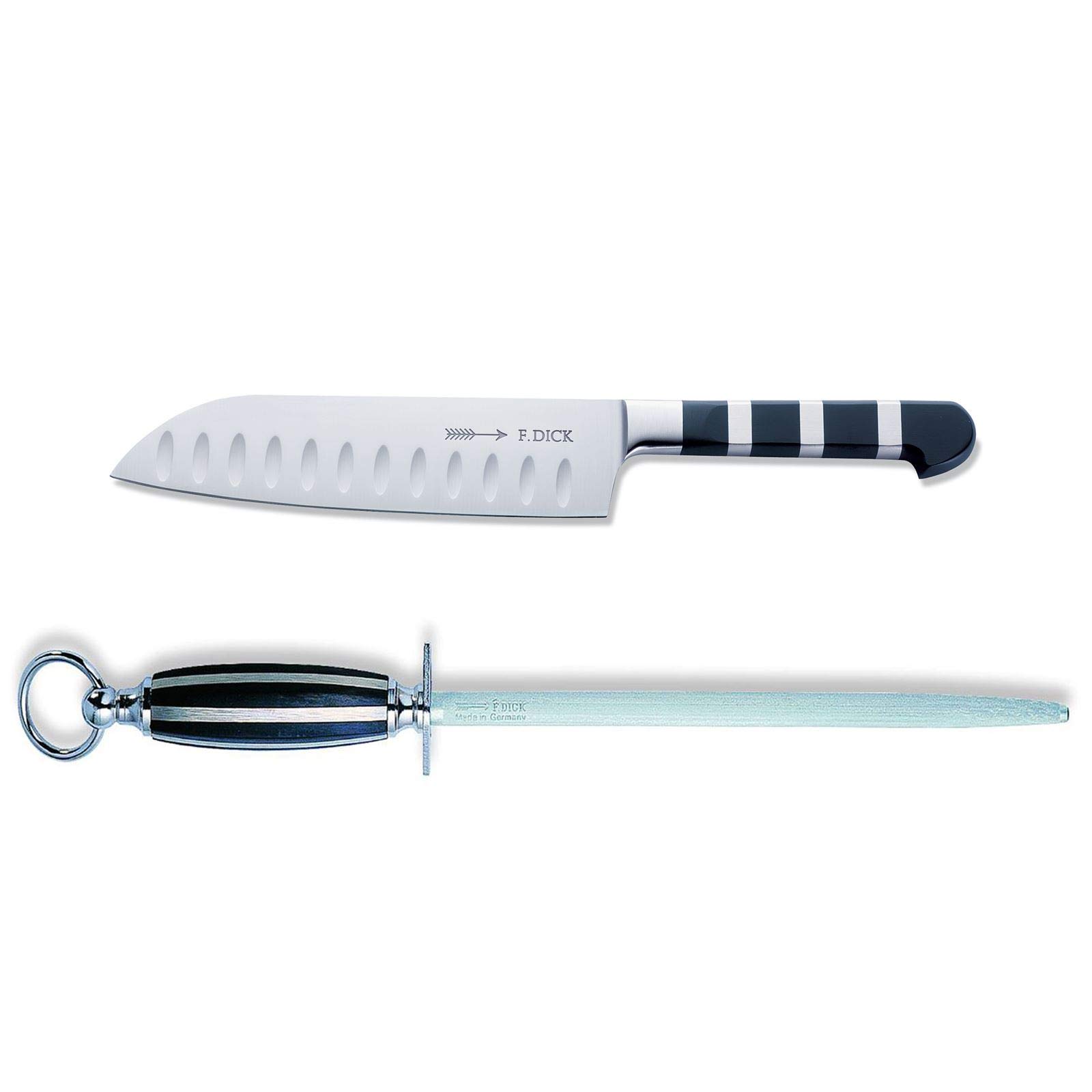 f-dick-1905-santokumesser-18-cm-kullenschliff-set-mit-rundem-standard-wetzstahl- image 1