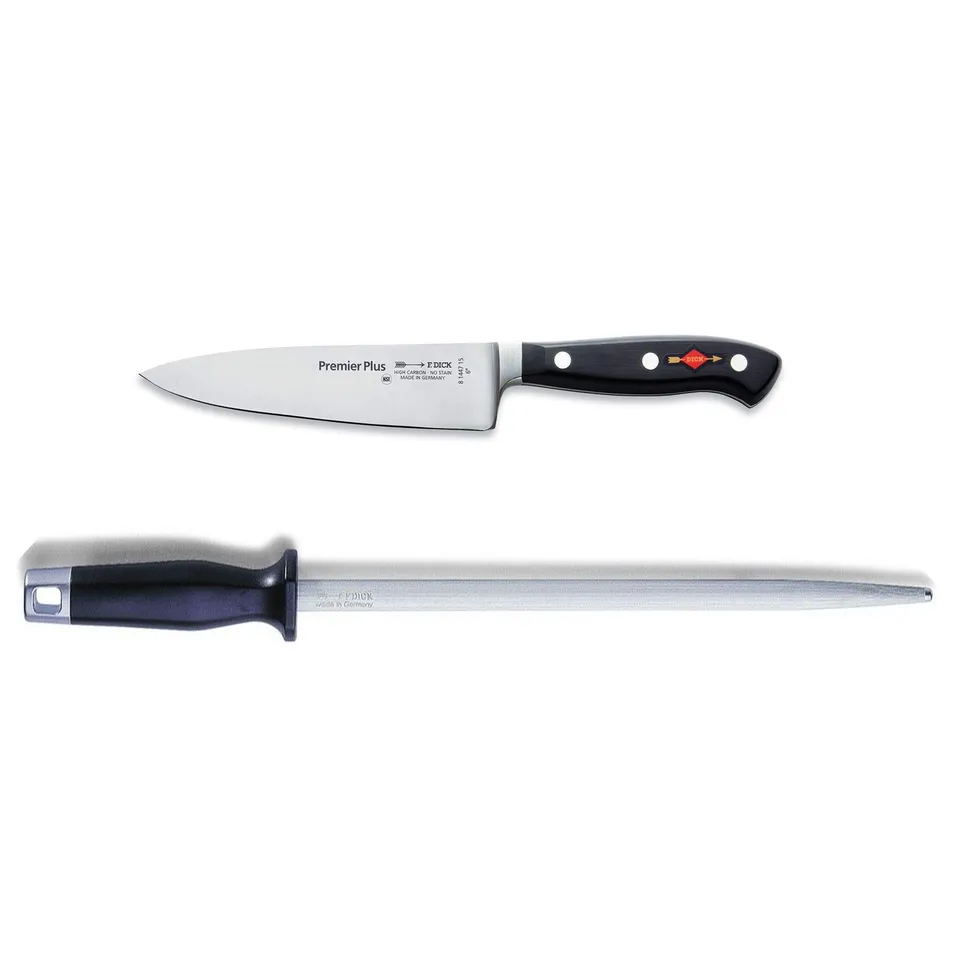 f-dick-premier-plus-kochmesser-15-cm-set-mit-standard-wetzstahl-25-cm image 1
