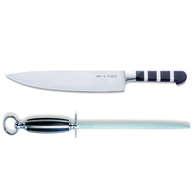 f-dick-1905-kochmesser-26-cm-gro-breit-set-inkl-rundem-standard-wetzstahl-25-cm image 1