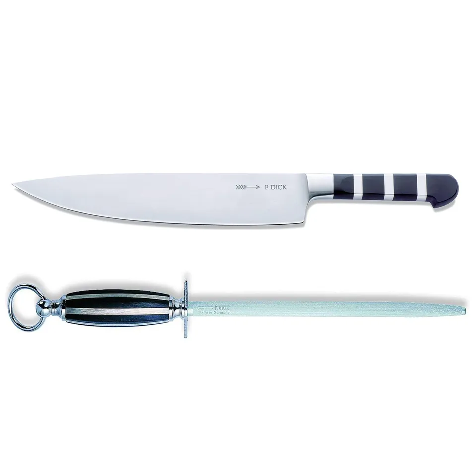 f-dick-1905-kochmesser-26-cm-gro-breit-set-inkl-rundem-standard-wetzstahl-25-cm image 1