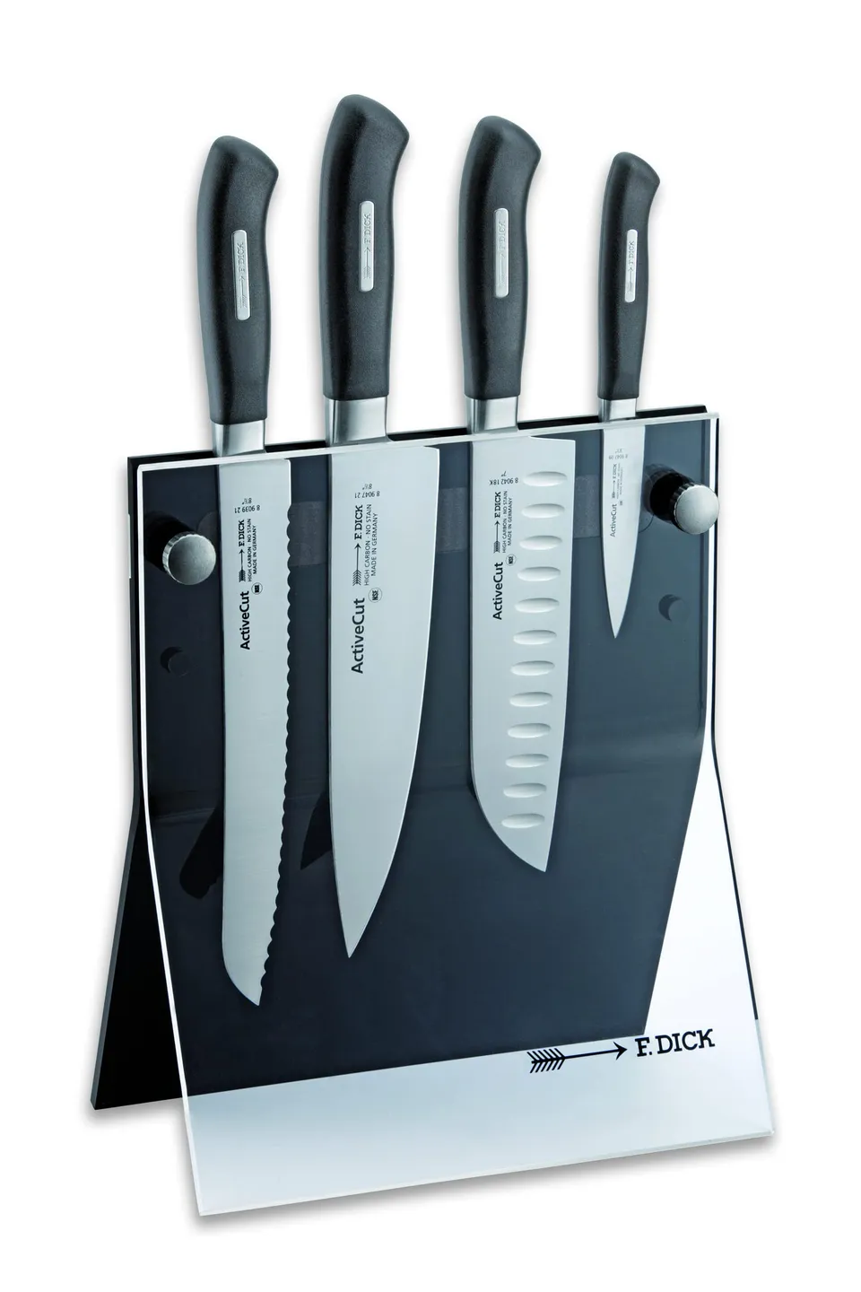 f-dick-activecut-messerblock-4knives-acryl-magnet-mit-4-messern-x30cr13-54-hrc image 1