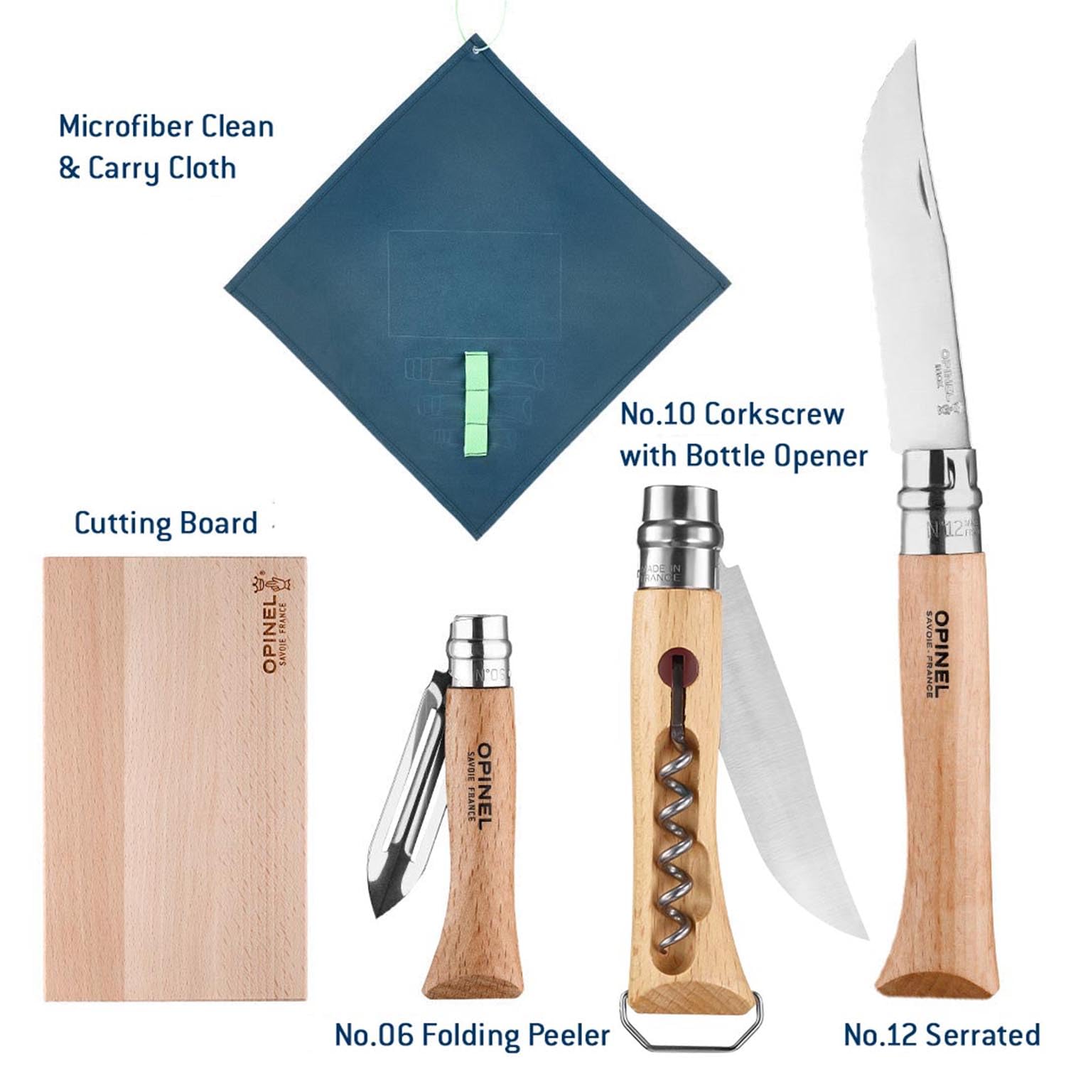 opinel-outdoor-set-4-teilig-no-12-no-10-no-6-mit-buchenholzbrett image 2
