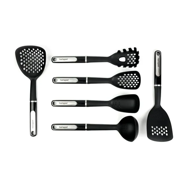 b-rner-food-appeal-kochbesteck-set-urban-black-6-teilig-mit-rotierendem-halter image 1