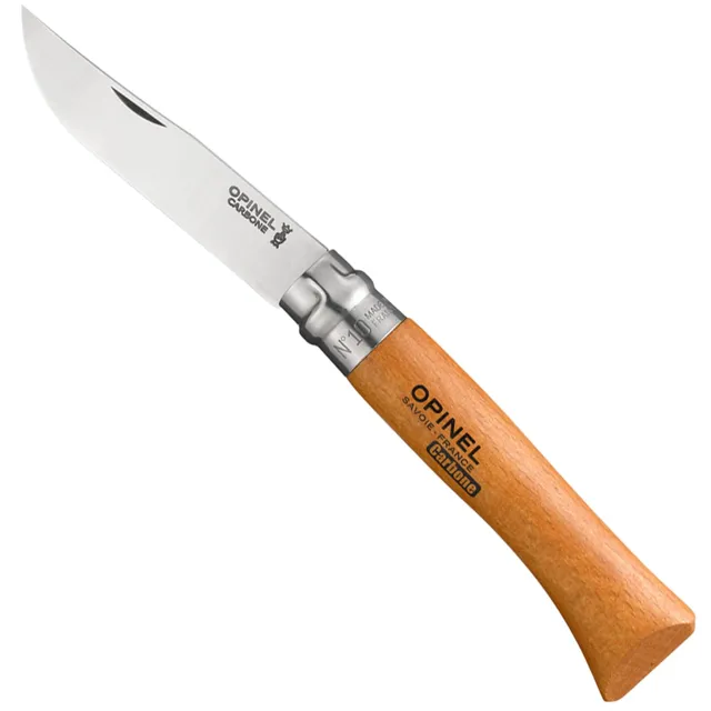 opinel-n-06-carbon-taschenmesser-blister-7-2-cm-klinge-buchenholz-griff image 1