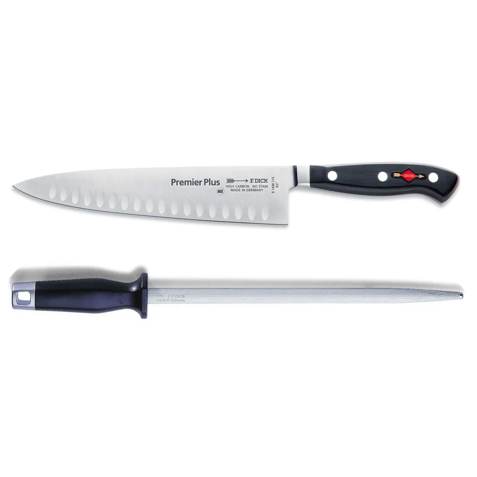 f-dick-premier-plus-kochmesser-21-cm-kullenschliff-set-inkl-runder-standard-wetz image 1