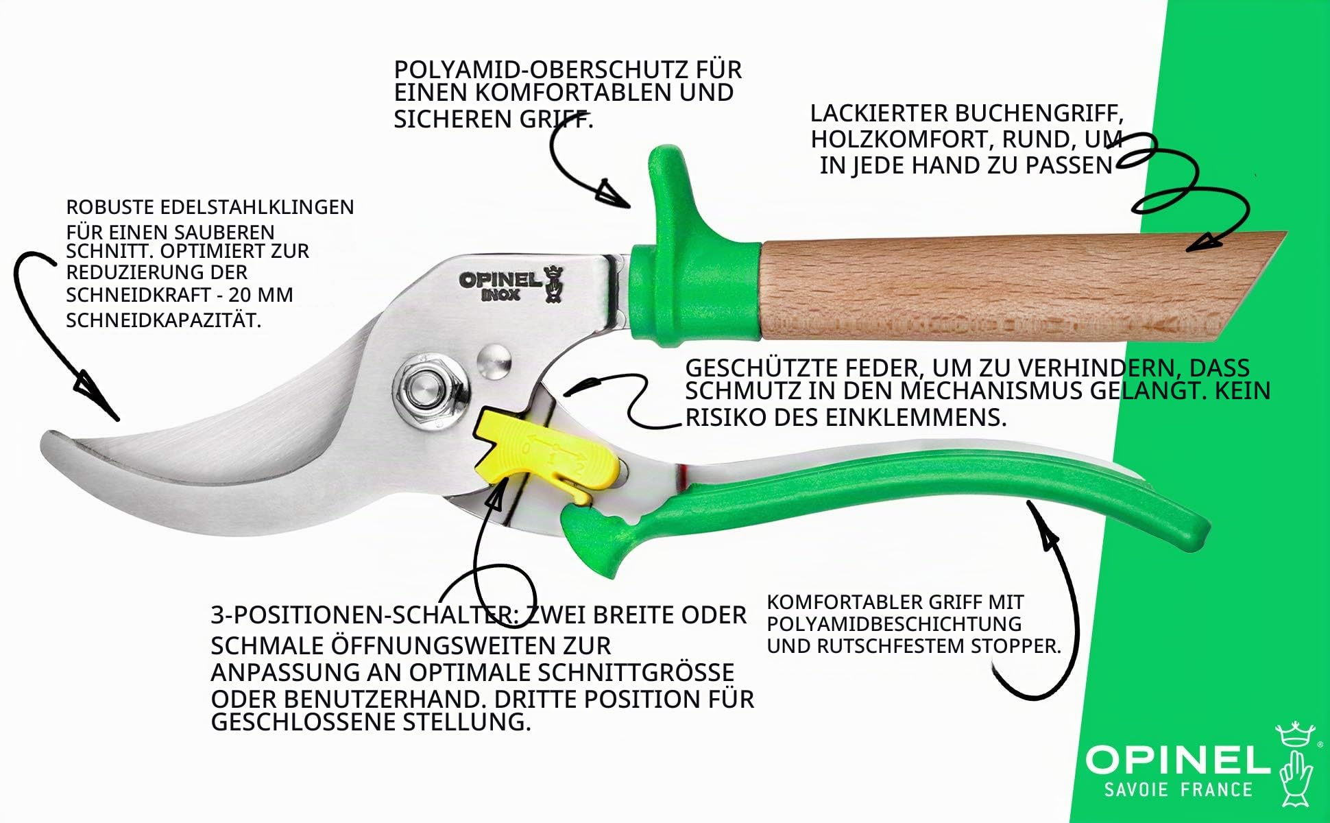 opinel-le-s-cateur-gartenschere-edelstahl-3-positionen image 2