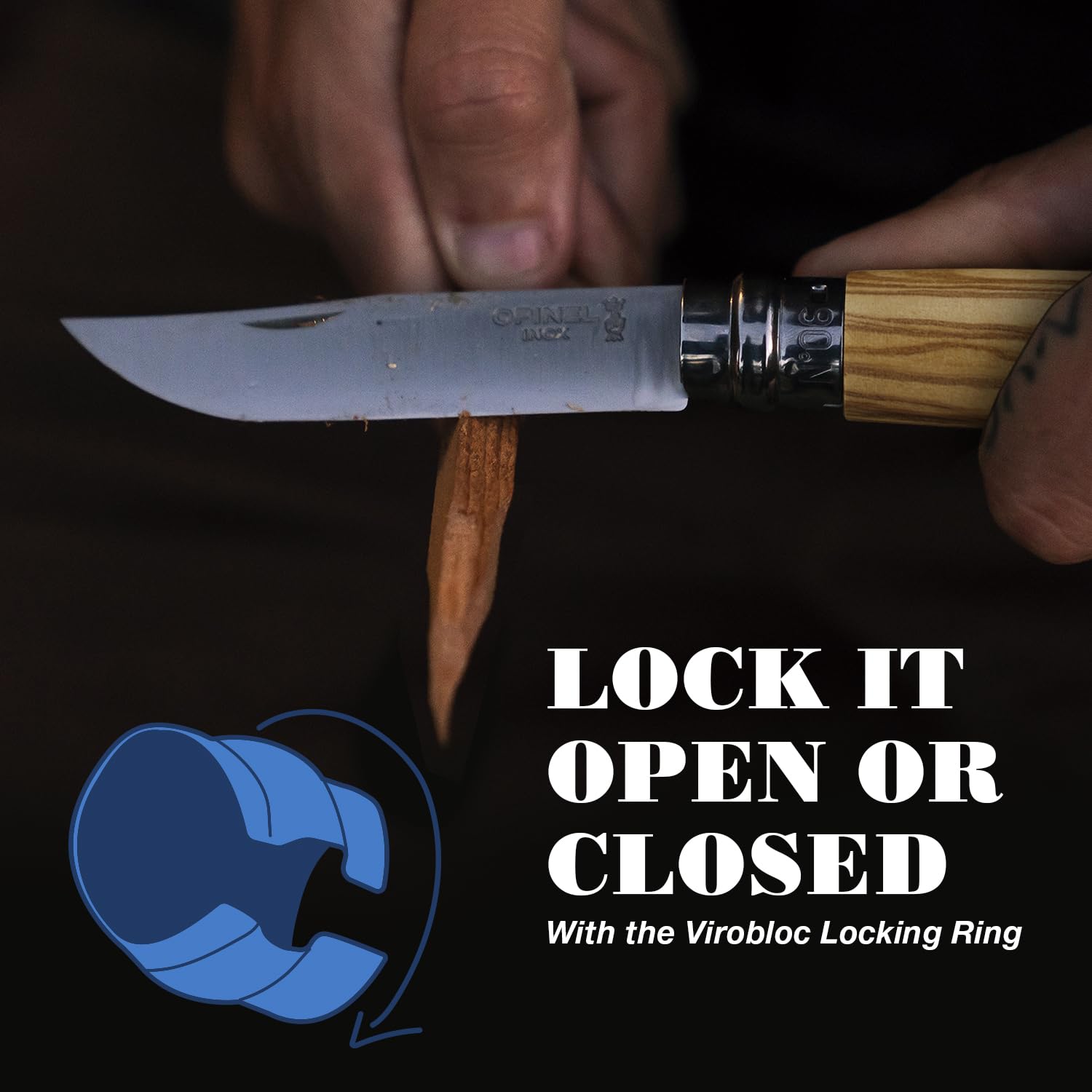 opinel-no-6-viroblock-taschenmesser-olivenholzgriff-edelstahlklinge image 4