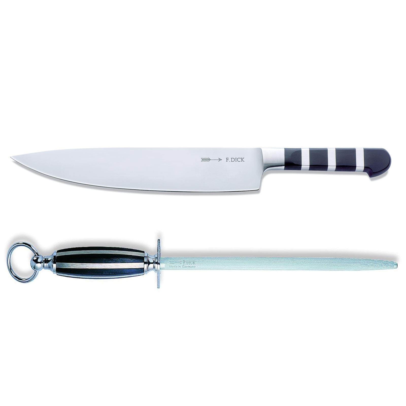 f-dick-1905-kochmesser-26-cm-gro-breit-set-inkl-rundem-standard-wetzstahl-25-cm image 1