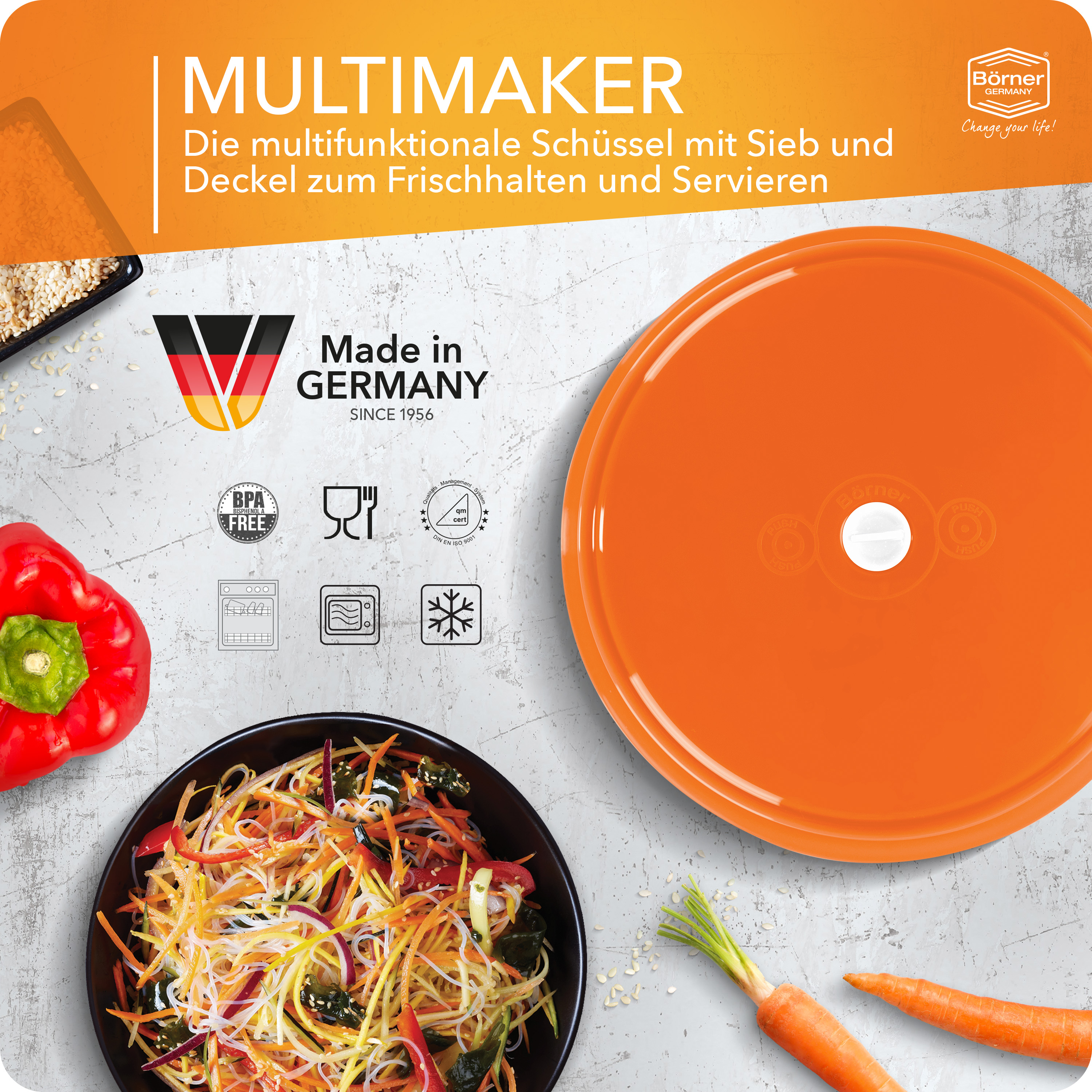 b-rner-multimaker-salatsch-ssel-mit-deckel-und-sieb-v5-powerline image 2